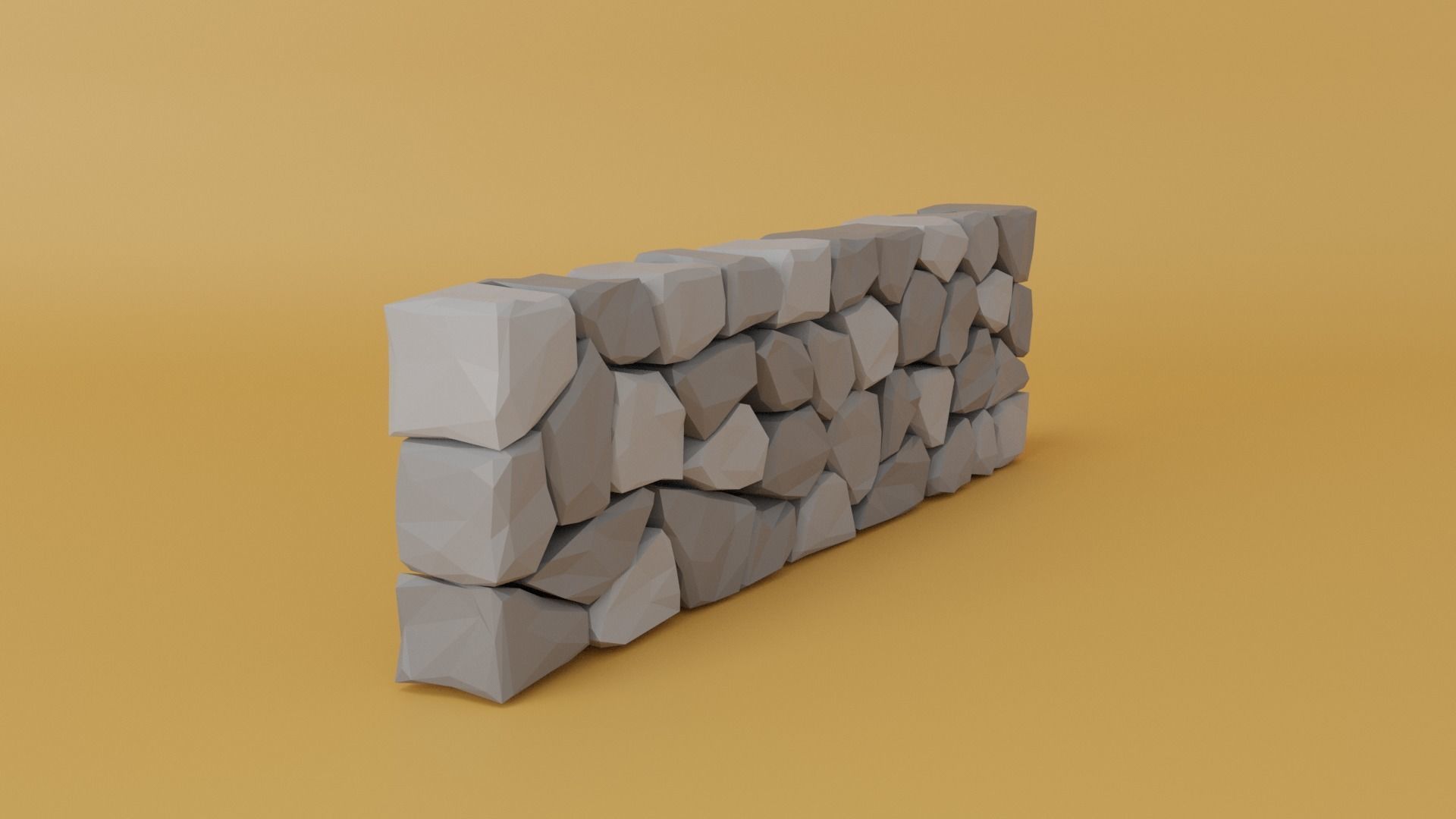 Stone Wall Low-poly 3D model_7