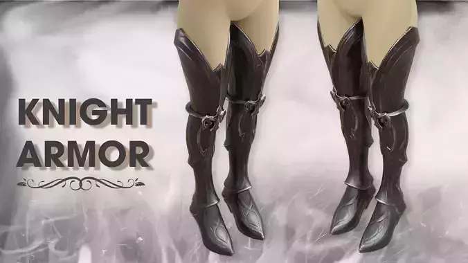 Knight leg armor female lowpoly game asset