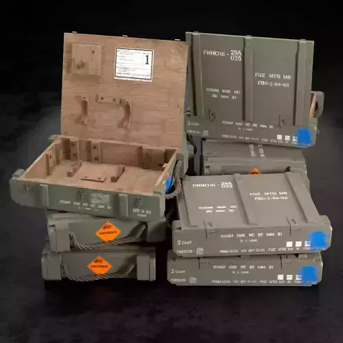 Wooden ammo box Low-poly 3D model