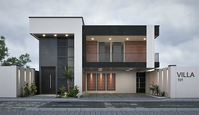 Villa house design  duplex - 101 3D model 7