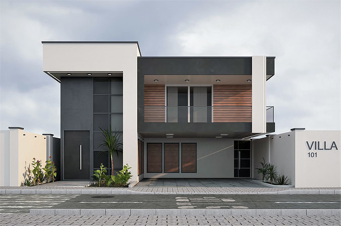 Villa house design  duplex - 101 3D model 6