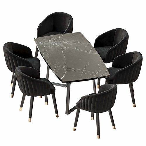 Dining Set By Honor Furniture 3D model 6