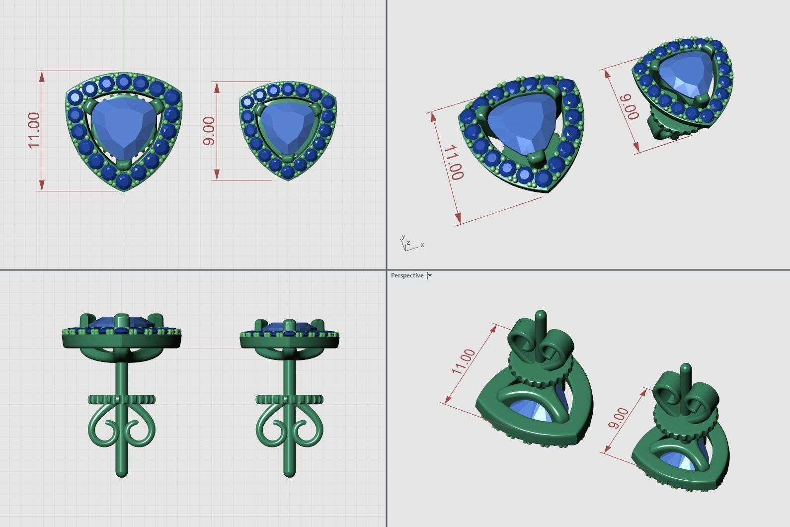 Halo Trillion Diamond Stud Earrings 3D print model_5
