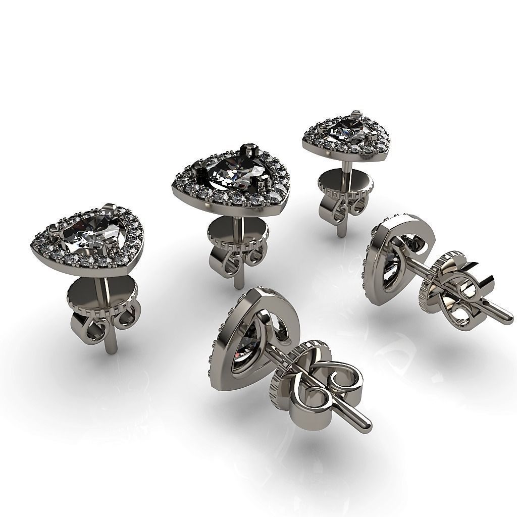 Halo Trillion Diamond Stud Earrings 3D print model_4