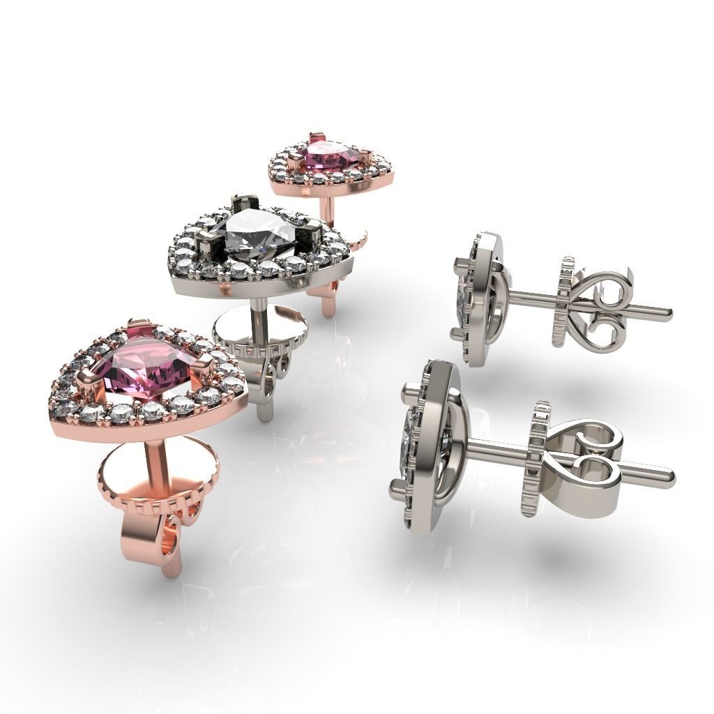 Halo Trillion Diamond Stud Earrings 3D print model_2