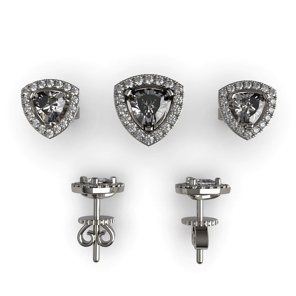 Halo Trillion Diamond Stud Earrings 3D print model_1