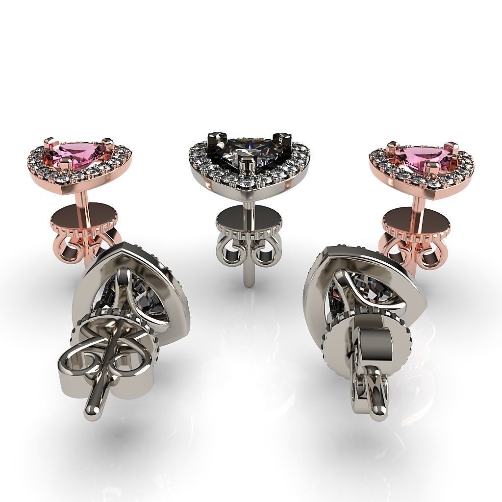 Halo Trillion Diamond Stud Earrings 3D print model_3