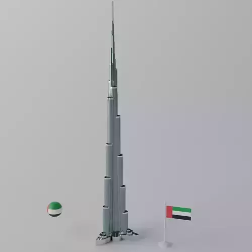 Burj Khalifa Dubai Tower 2 Low-poly 3D model
