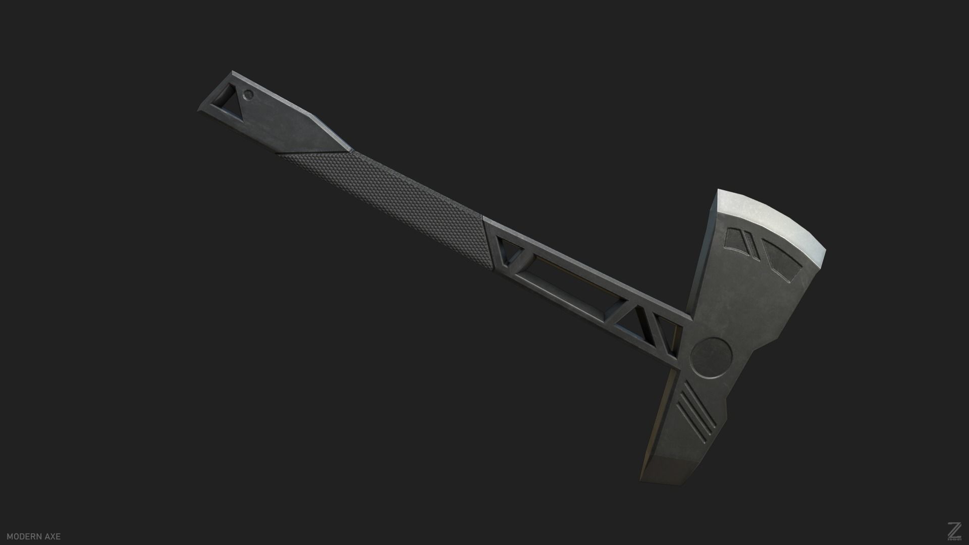 Modern axe Low-poly 3D model_9