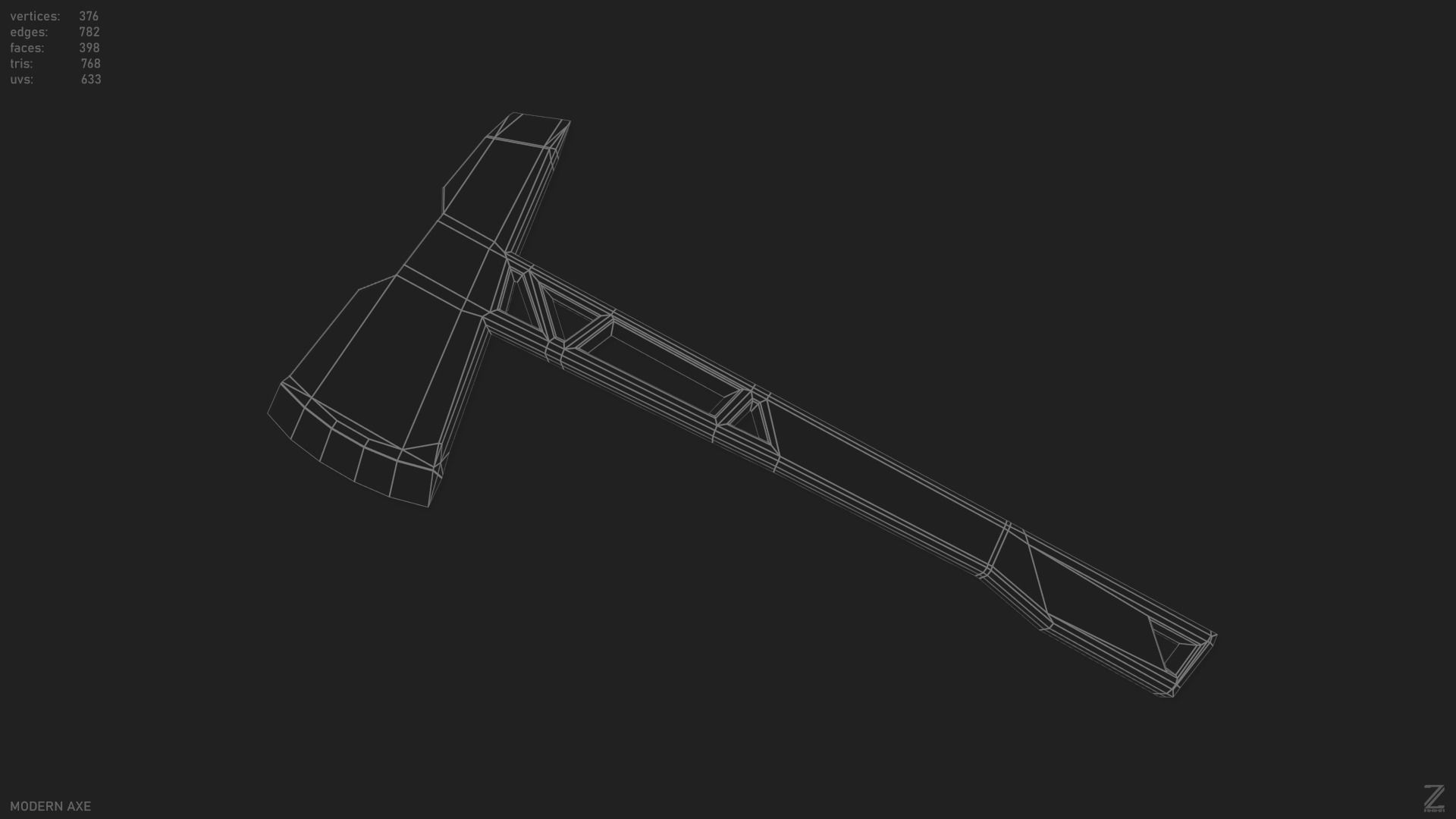 Modern axe Low-poly 3D model_11