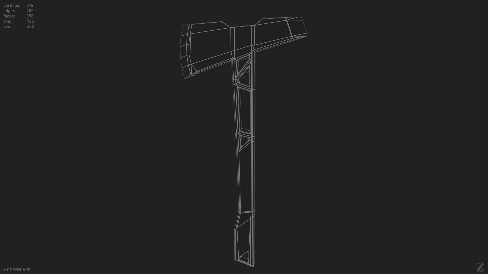 Modern axe Low-poly 3D model_10