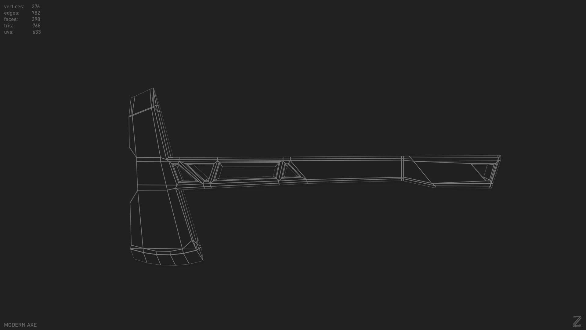 Modern axe Low-poly 3D model_12