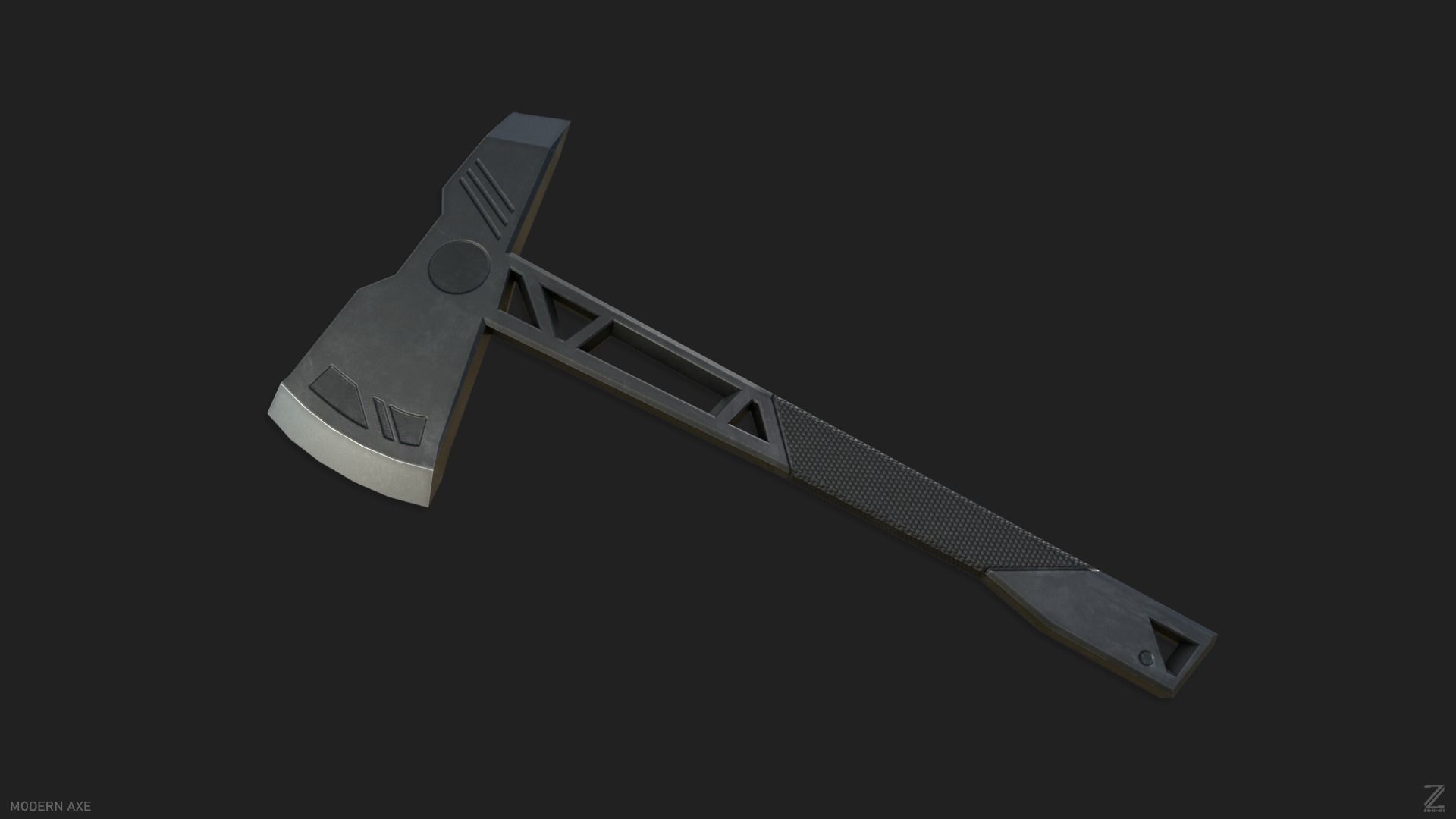 Modern axe Low-poly 3D model_4