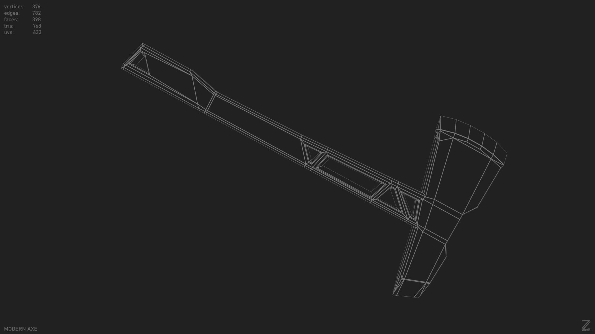 Modern axe Low-poly 3D model_2
