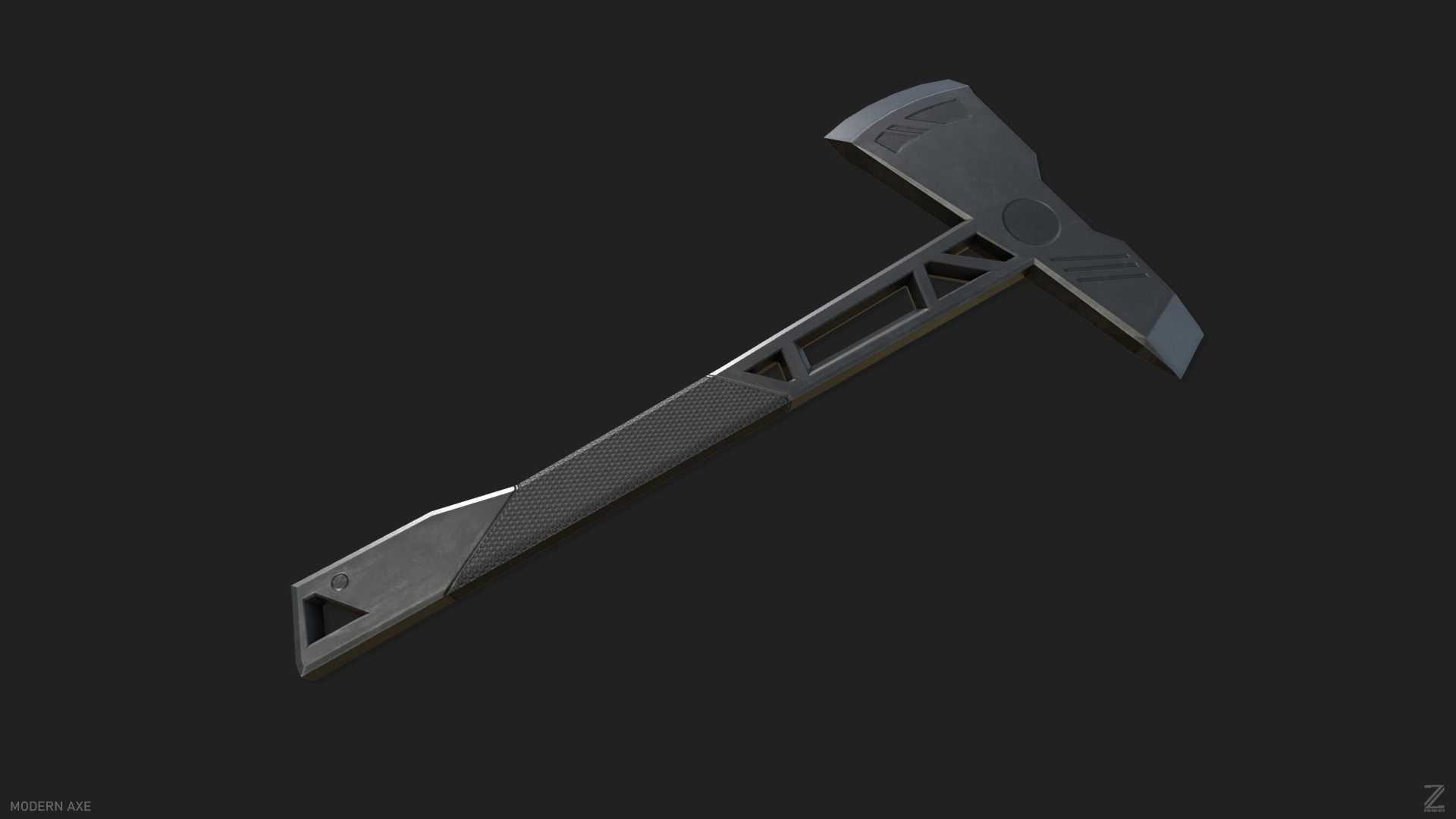 Modern axe Low-poly 3D model_6
