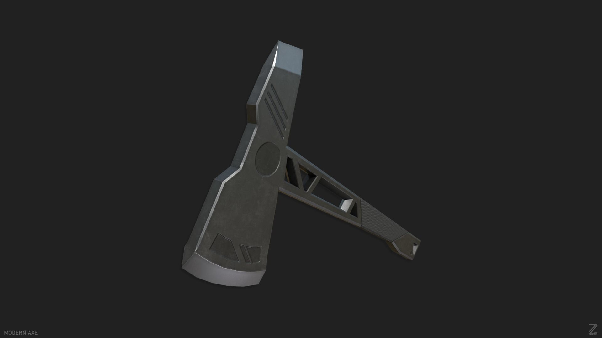 Modern axe Low-poly 3D model_7