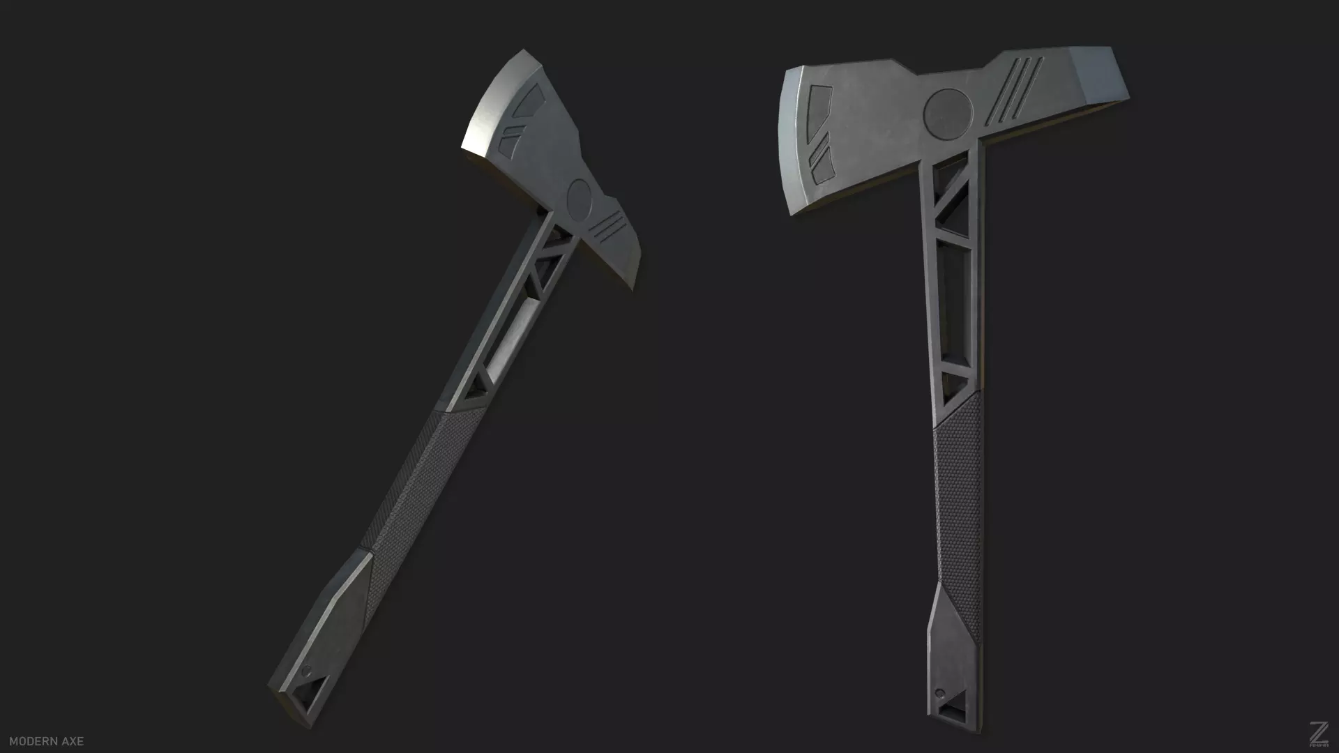 Modern axe Low-poly 3D model_0