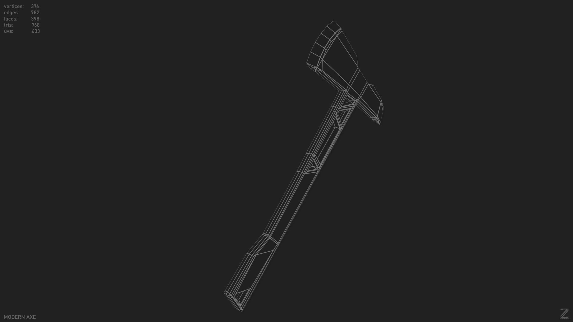 Modern axe Low-poly 3D model_15