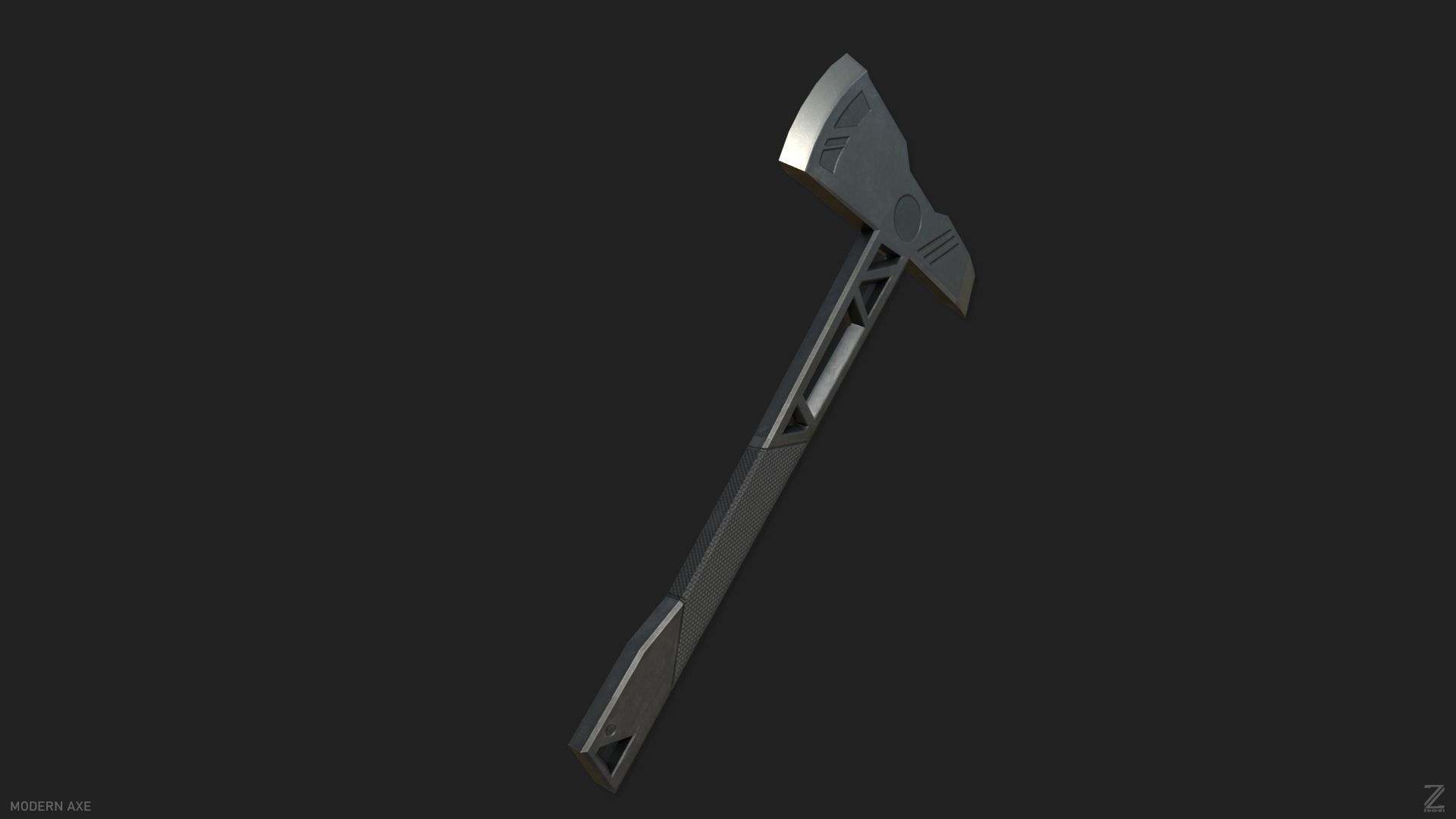 Modern axe Low-poly 3D model_8