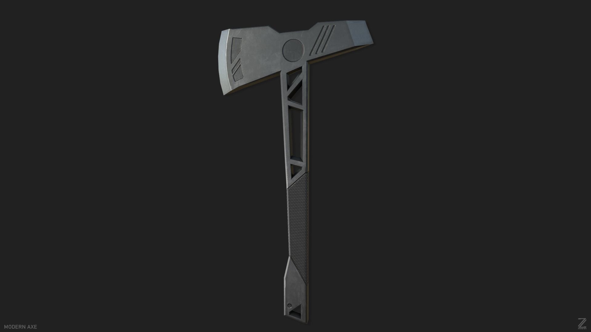 Modern axe Low-poly 3D model_3