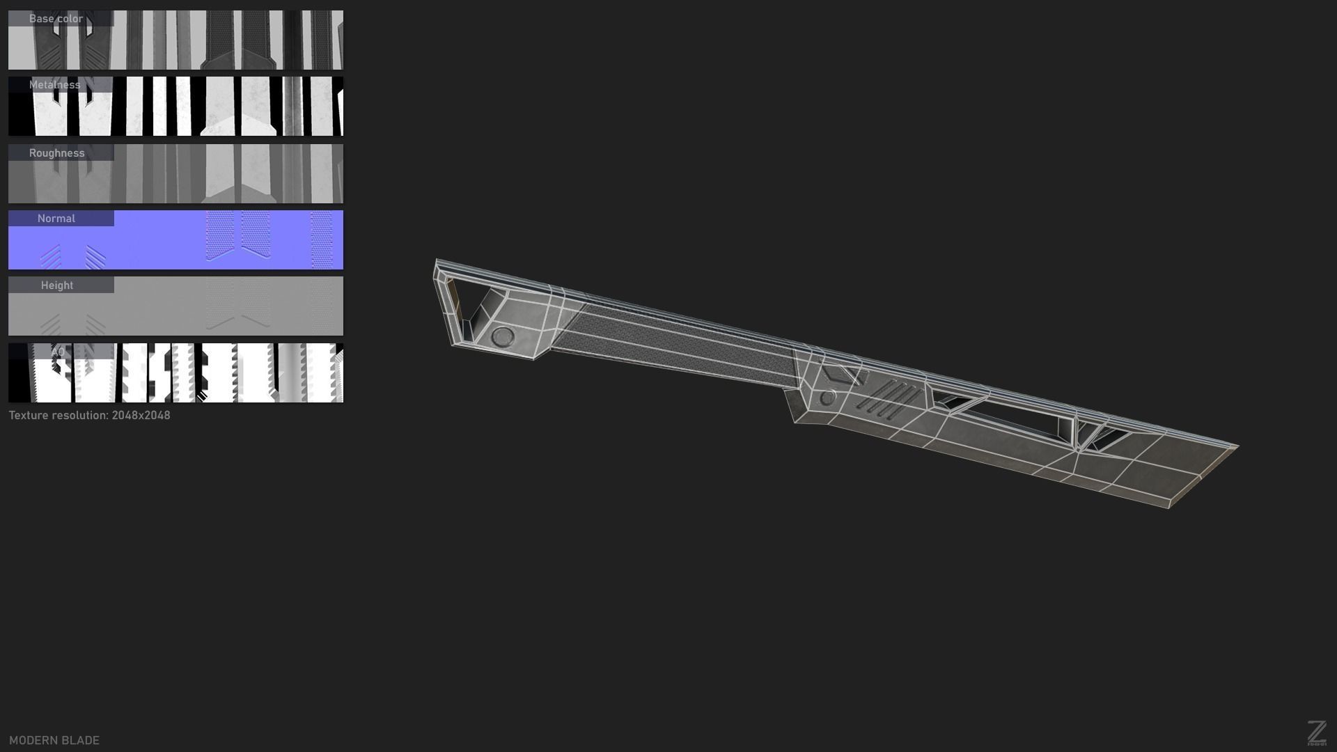 Modern blade Low-poly 3D model_1