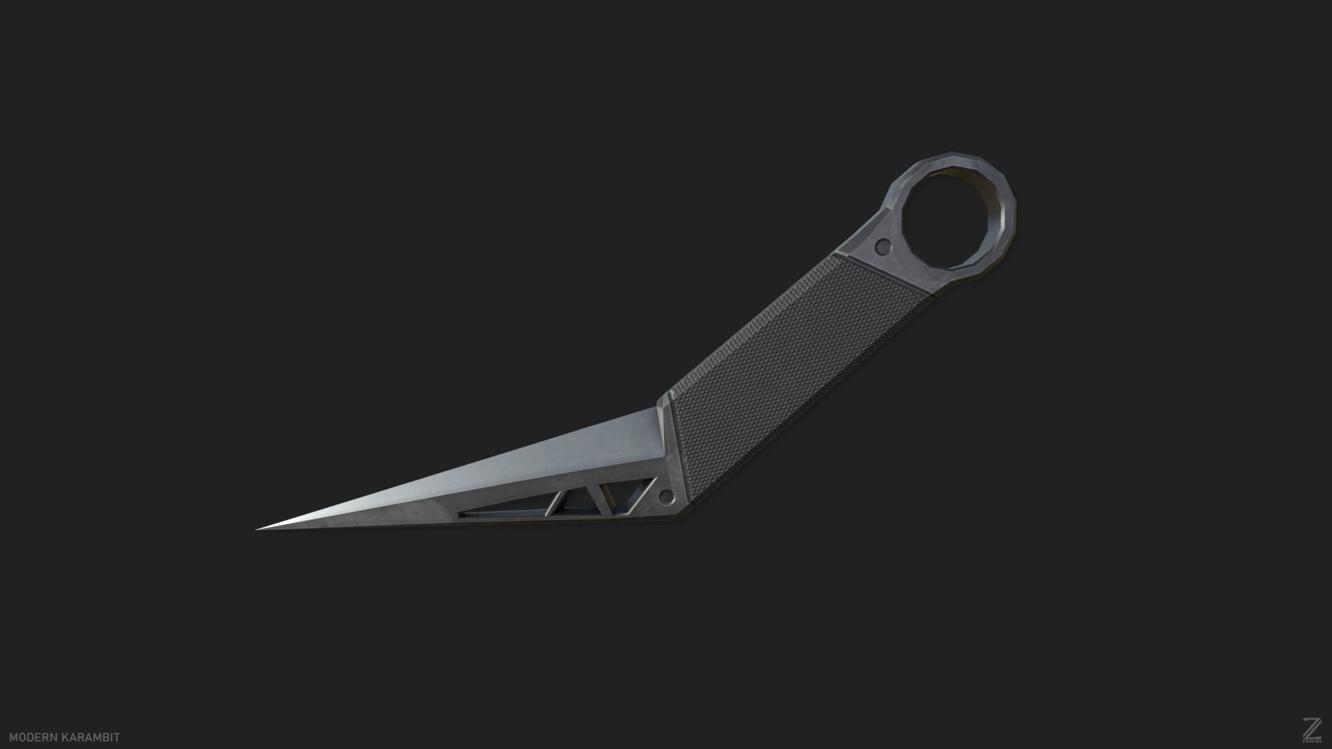 Modern karambit Low-poly 3D model_4