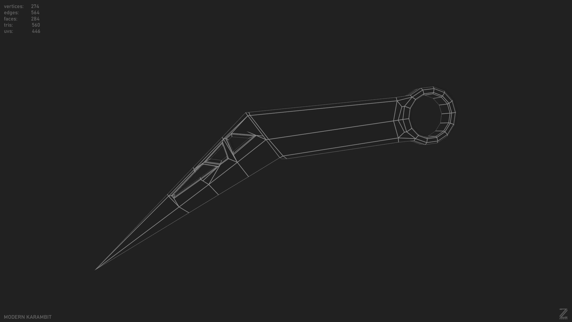 Modern karambit Low-poly 3D model_2