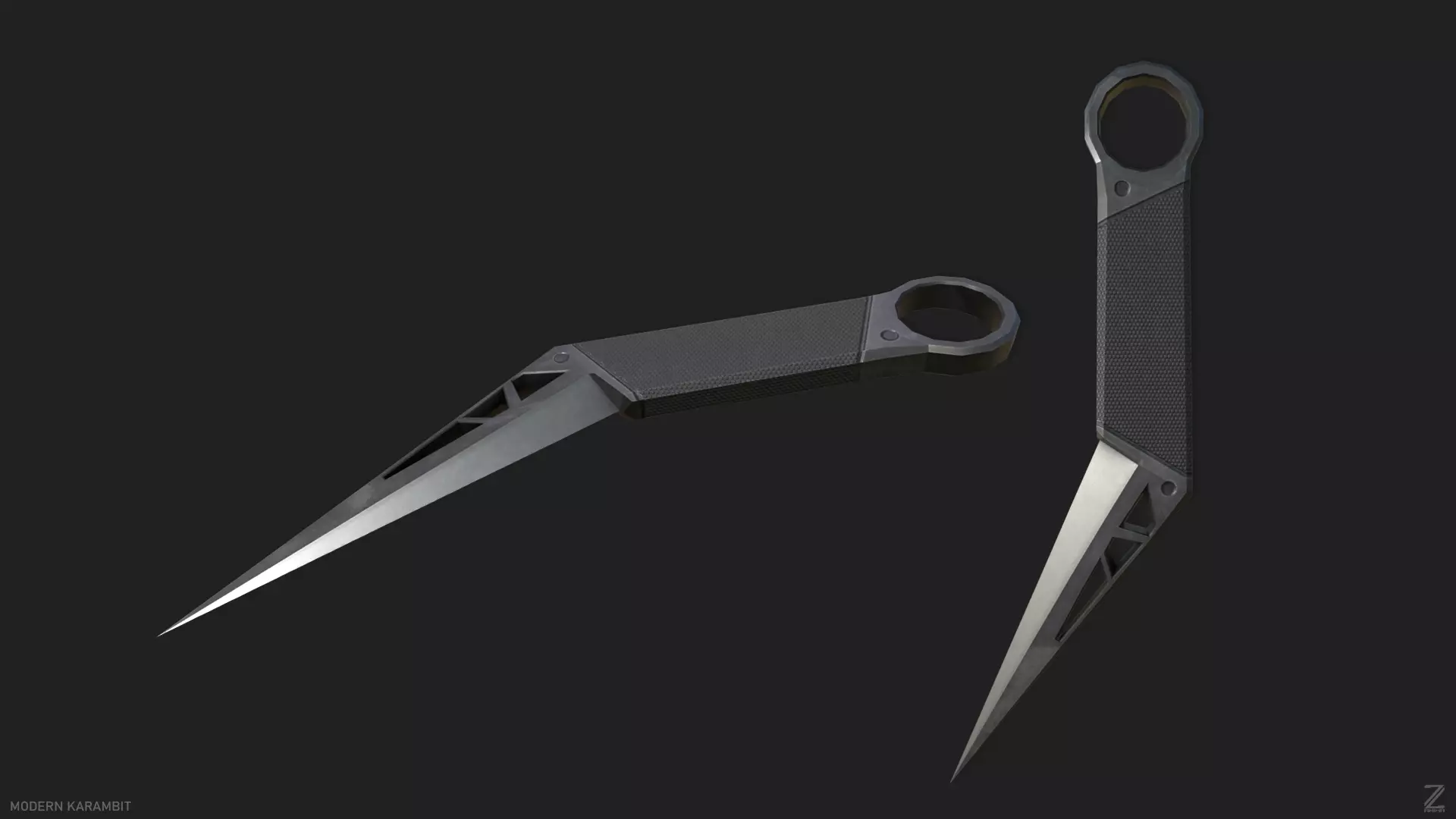 Modern karambit Low-poly 3D model_0
