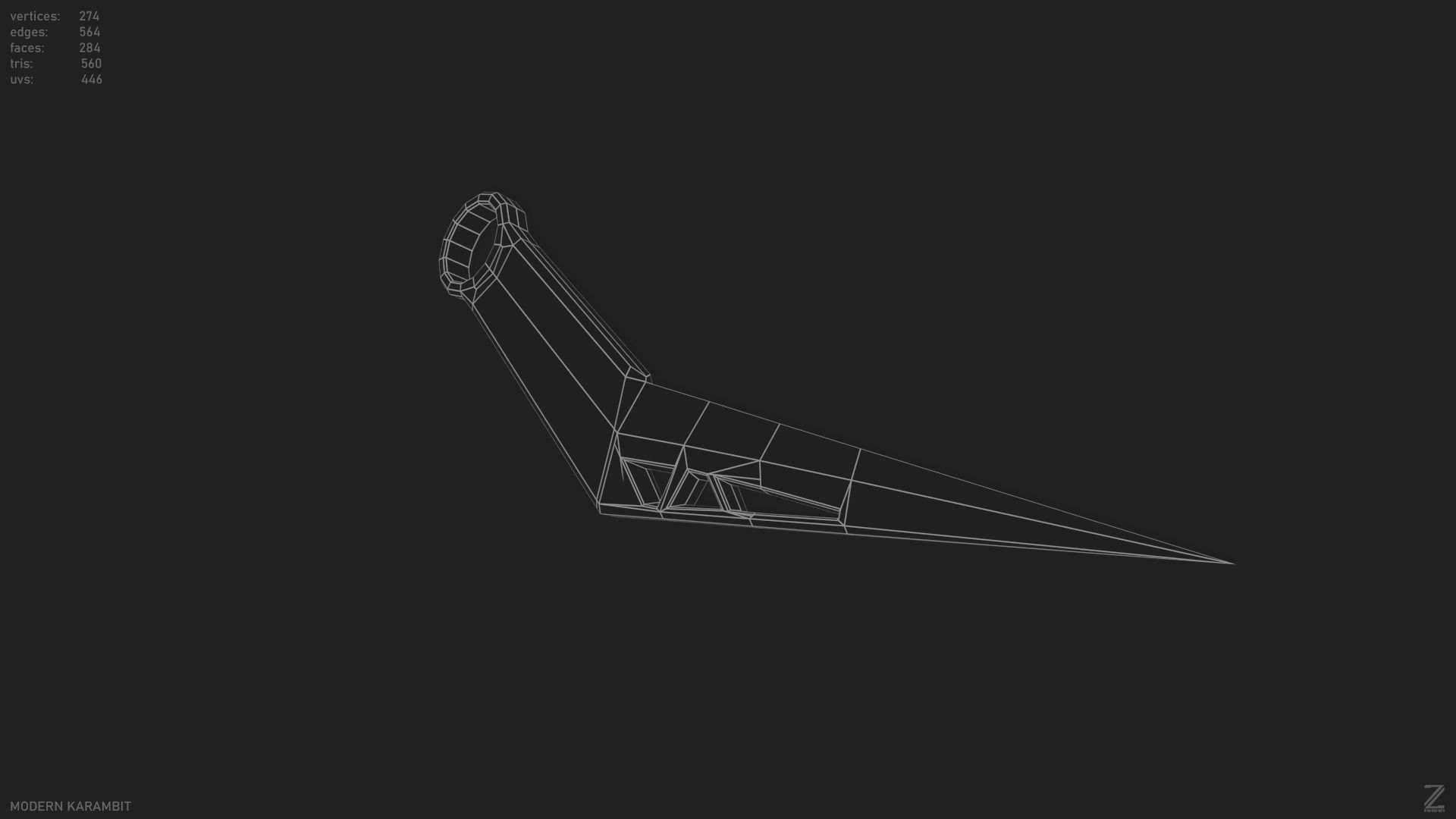 Modern karambit Low-poly 3D model_14