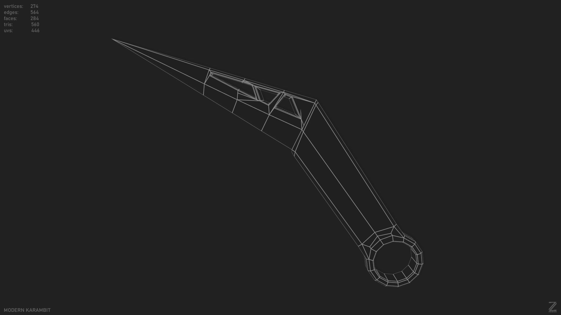 Modern karambit Low-poly 3D model_15