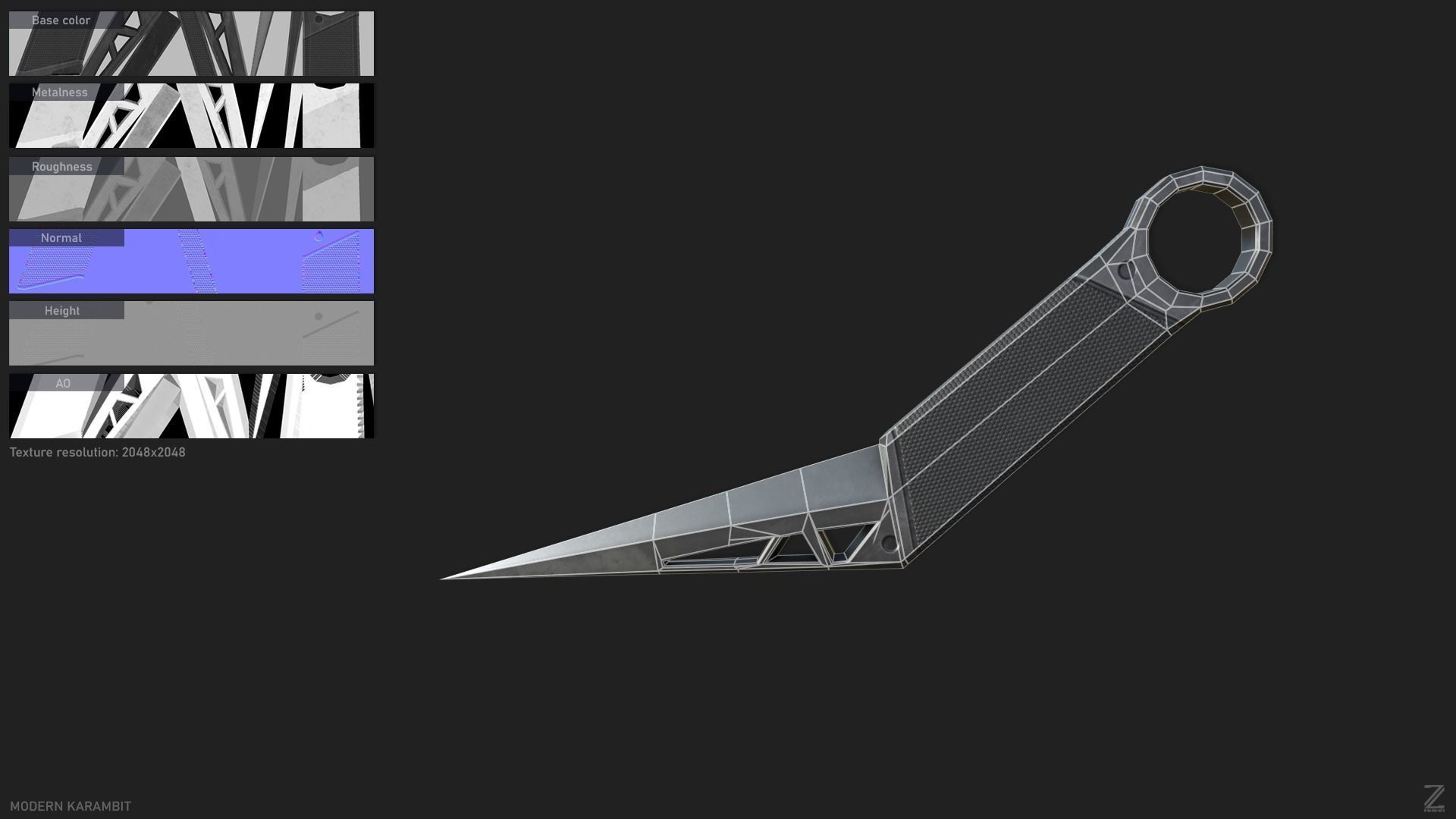 Modern karambit Low-poly 3D model_1