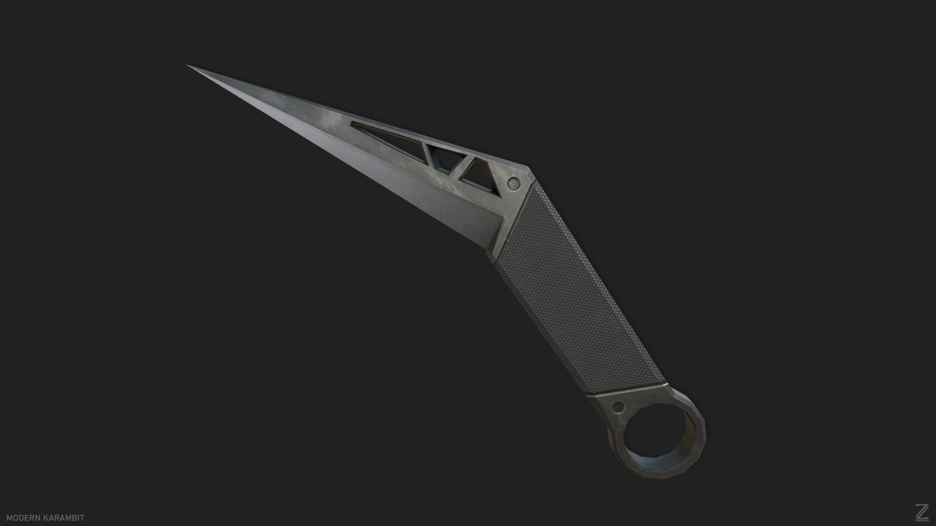 Modern karambit Low-poly 3D model_9