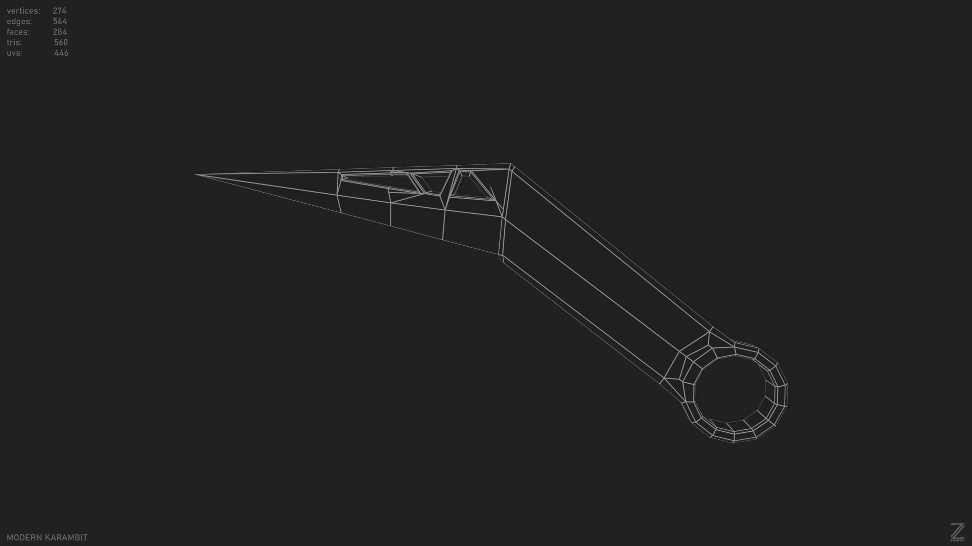 Modern karambit Low-poly 3D model_13