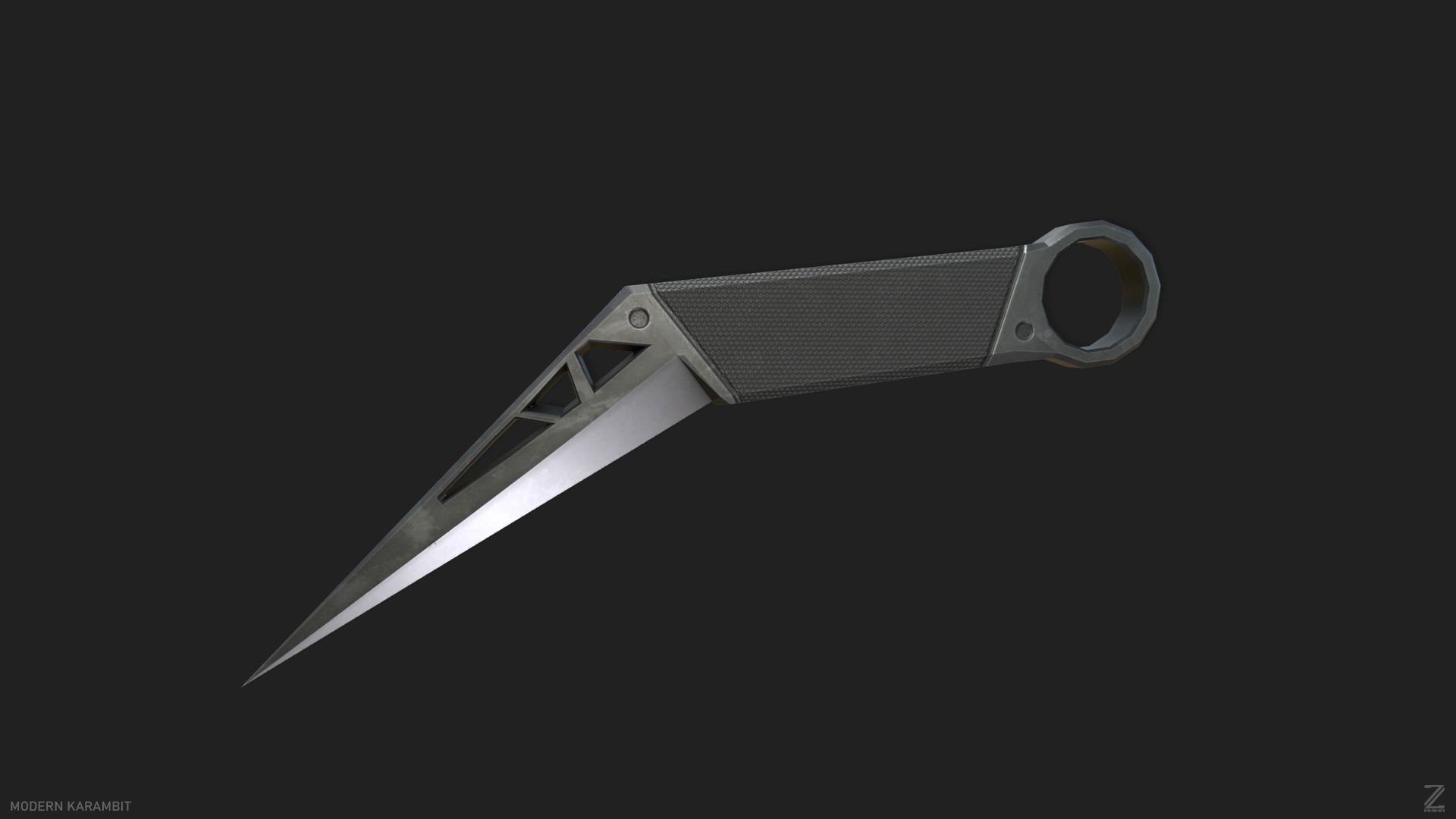Modern karambit Low-poly 3D model_8