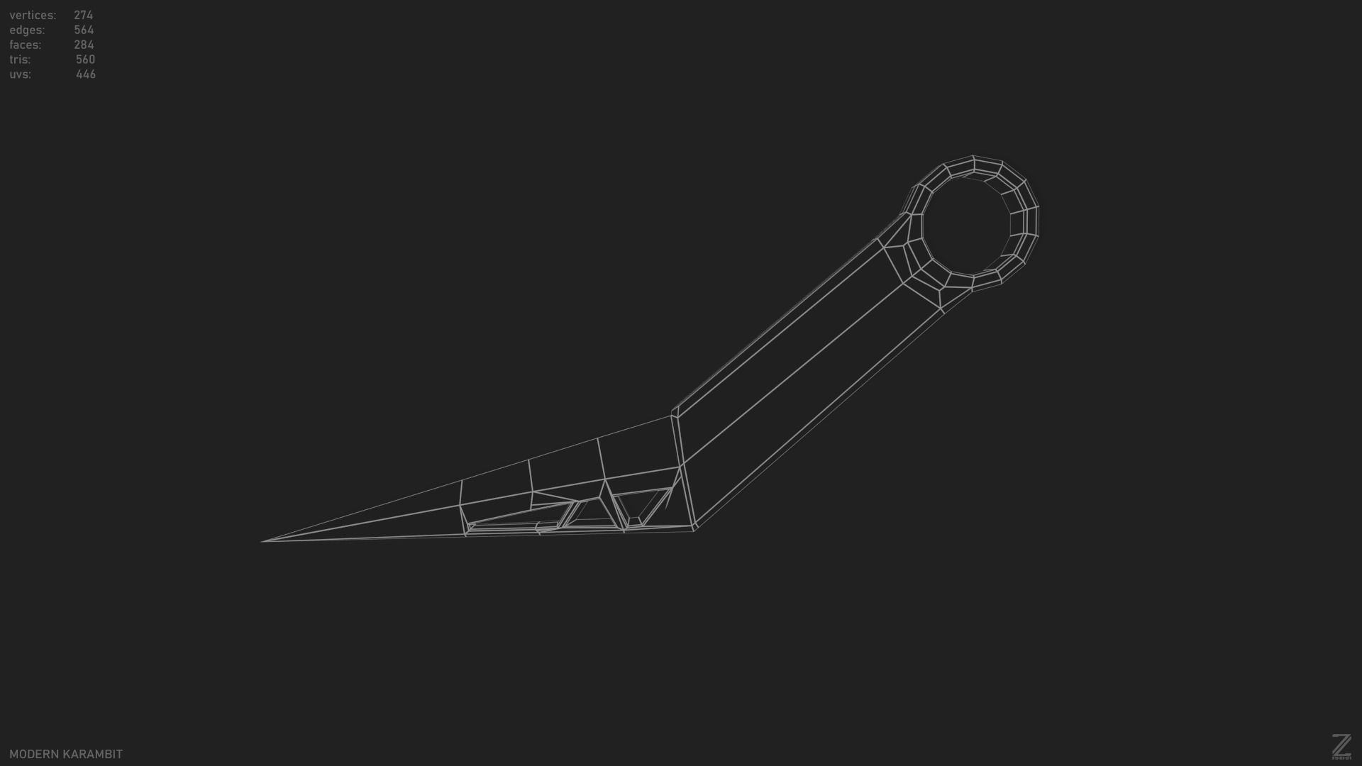 Modern karambit Low-poly 3D model_11