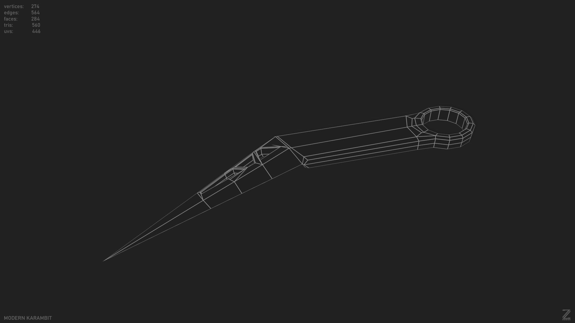 Modern karambit Low-poly 3D model_12