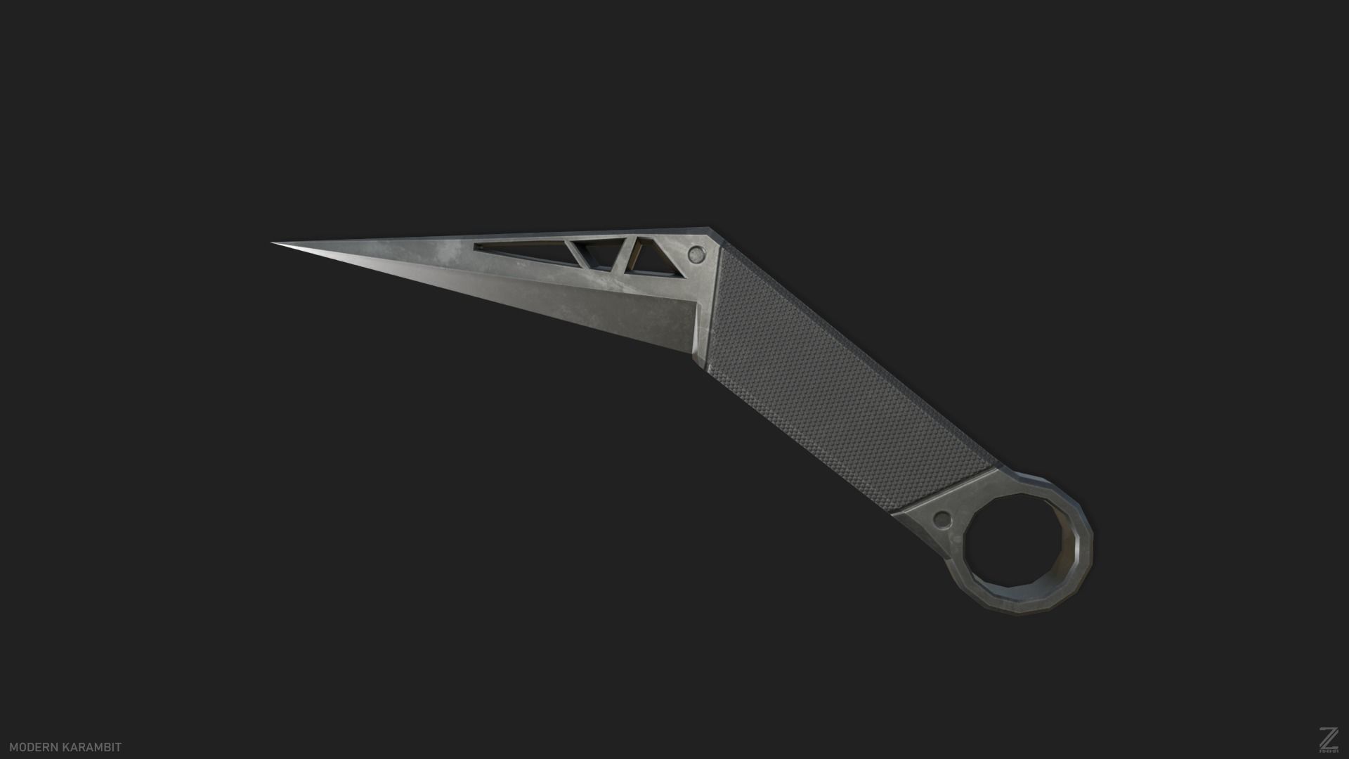 Modern karambit Low-poly 3D model_6