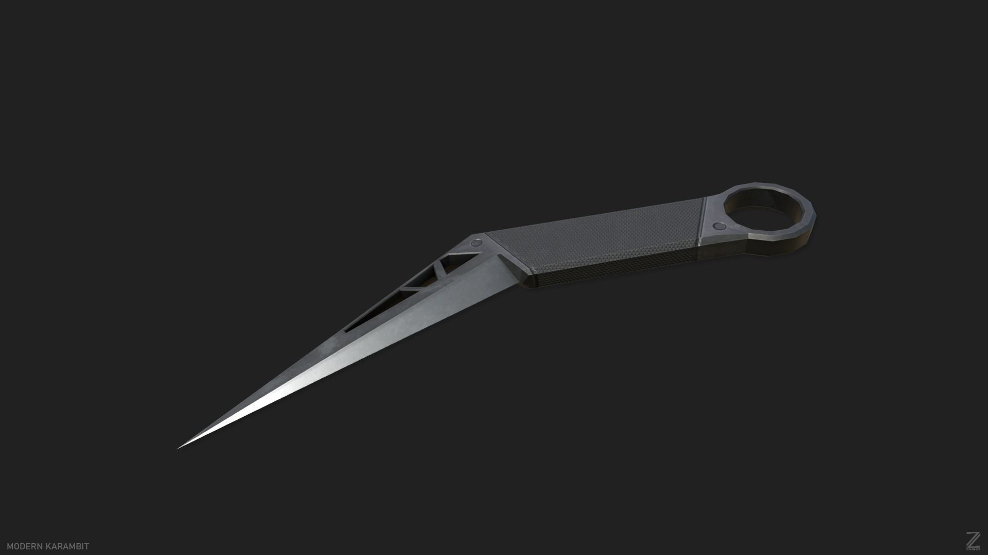 Modern karambit Low-poly 3D model_5