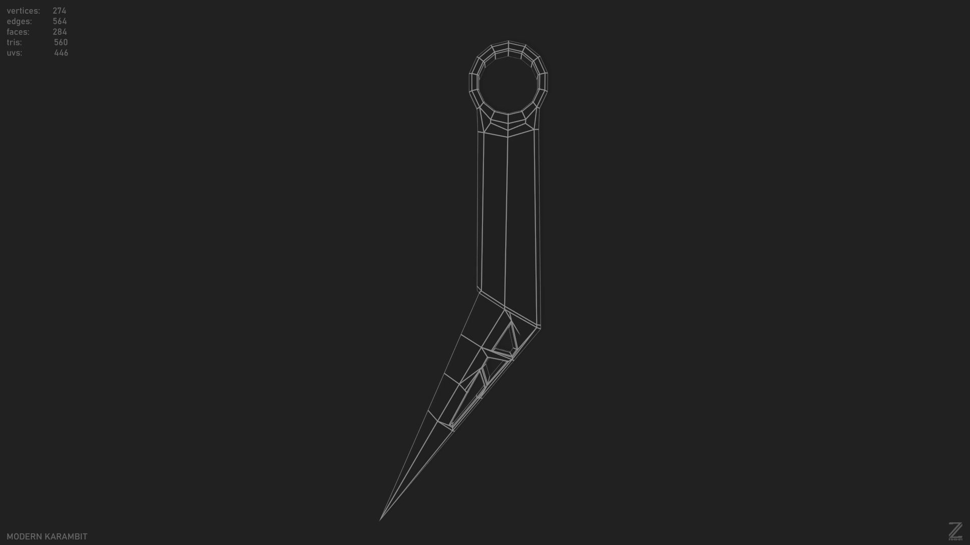 Modern karambit Low-poly 3D model_10