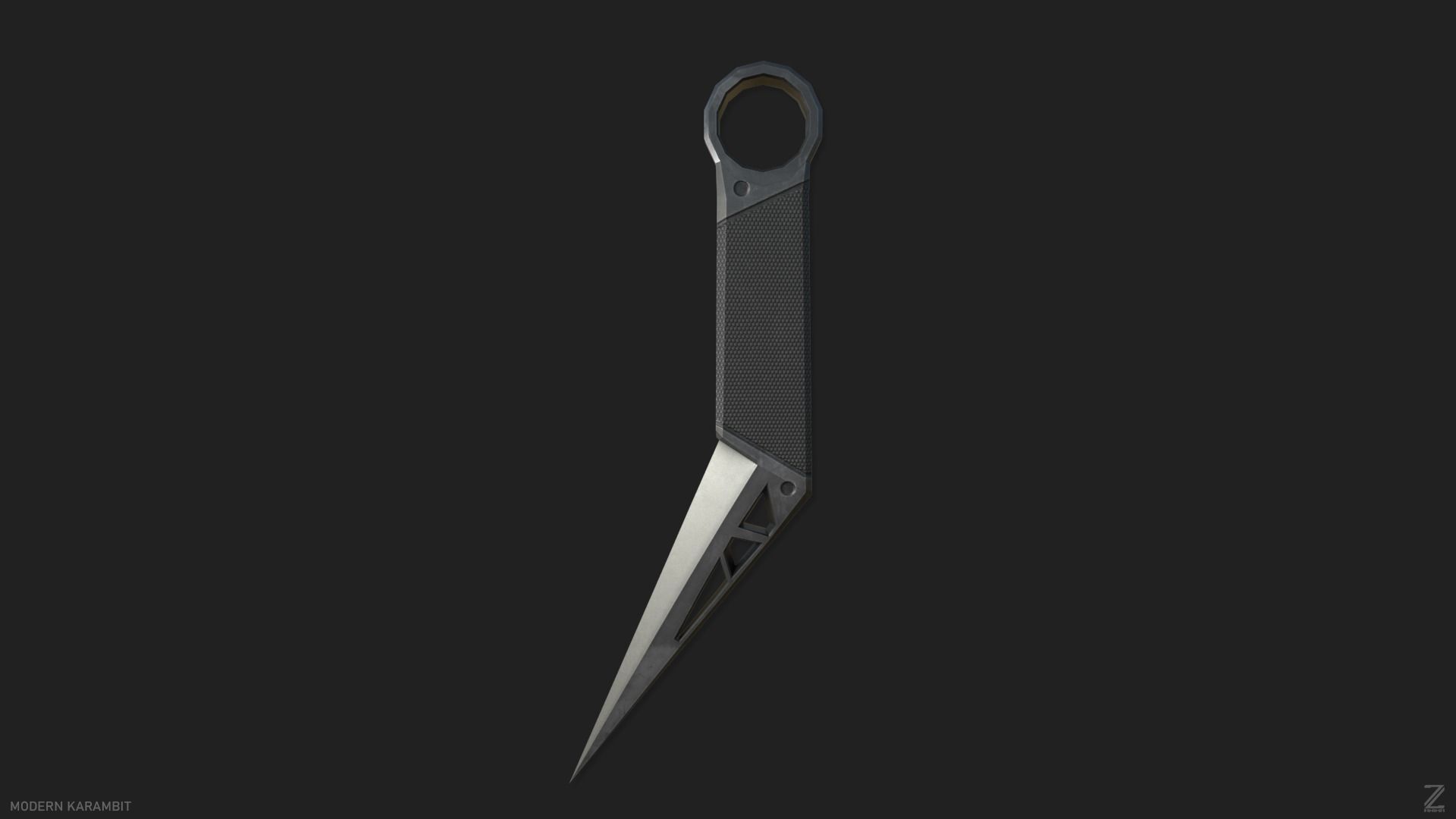 Modern karambit Low-poly 3D model_3