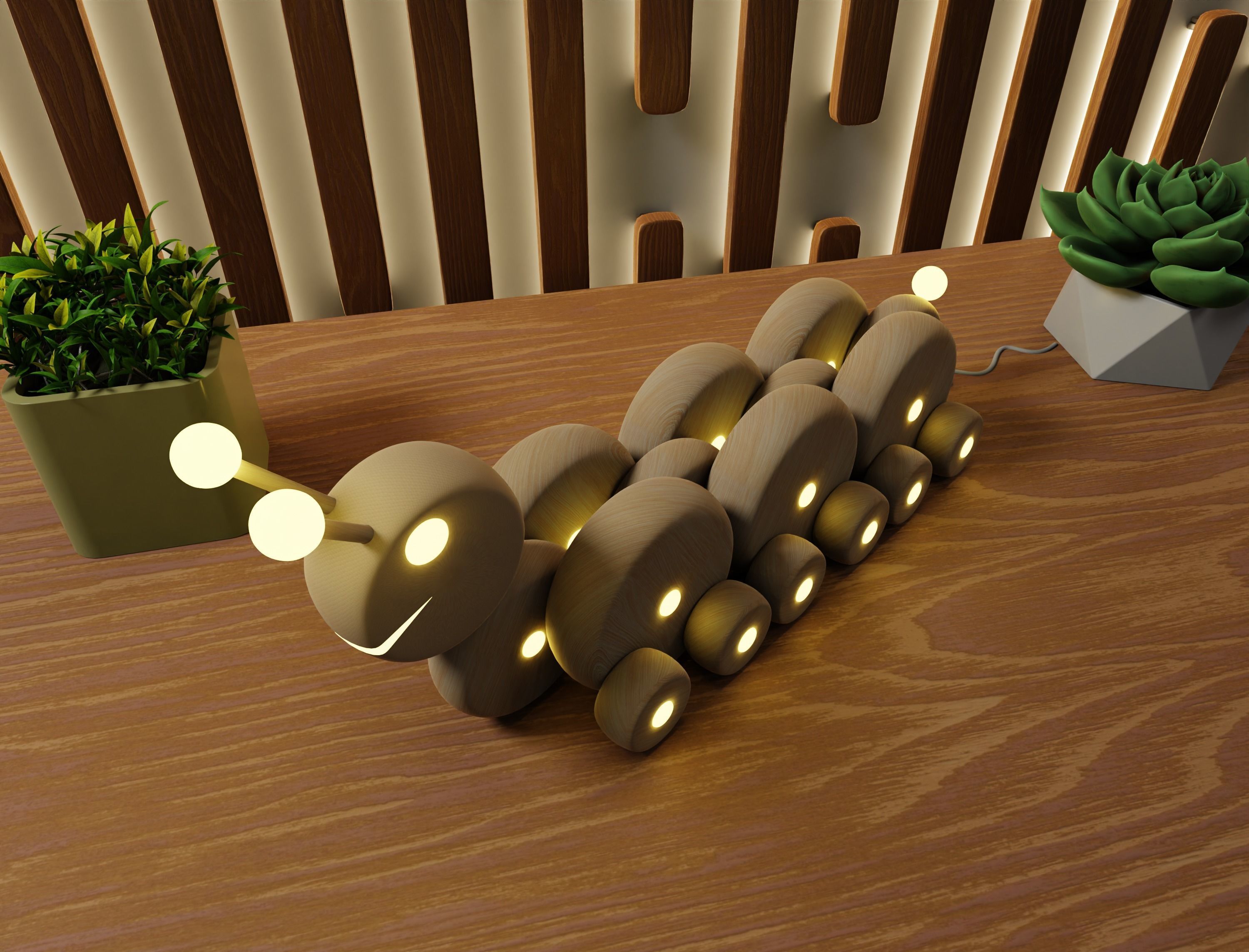 3D Wood Snail Lamph 3D model_5