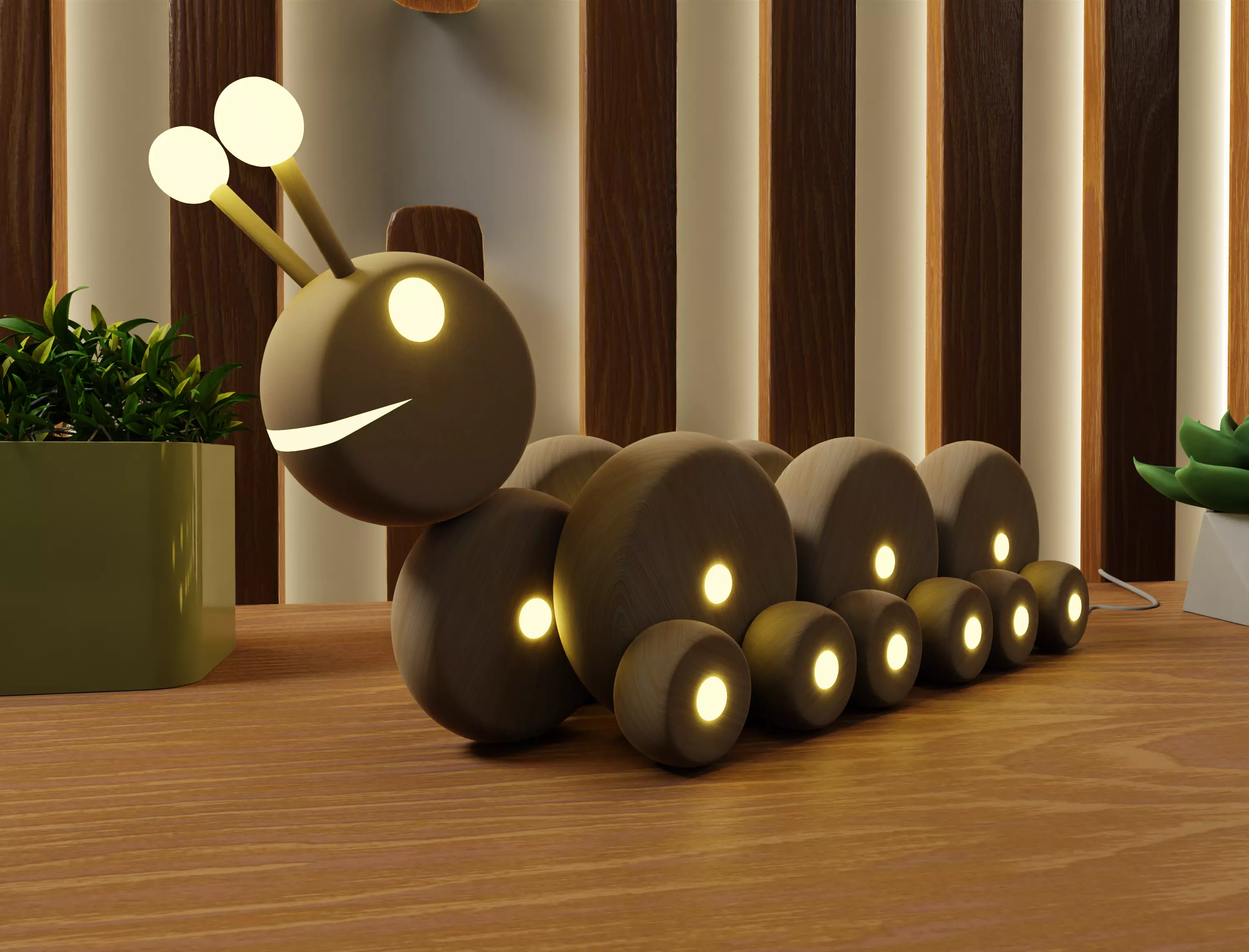 3D Wood Snail Lamph 3D model_0