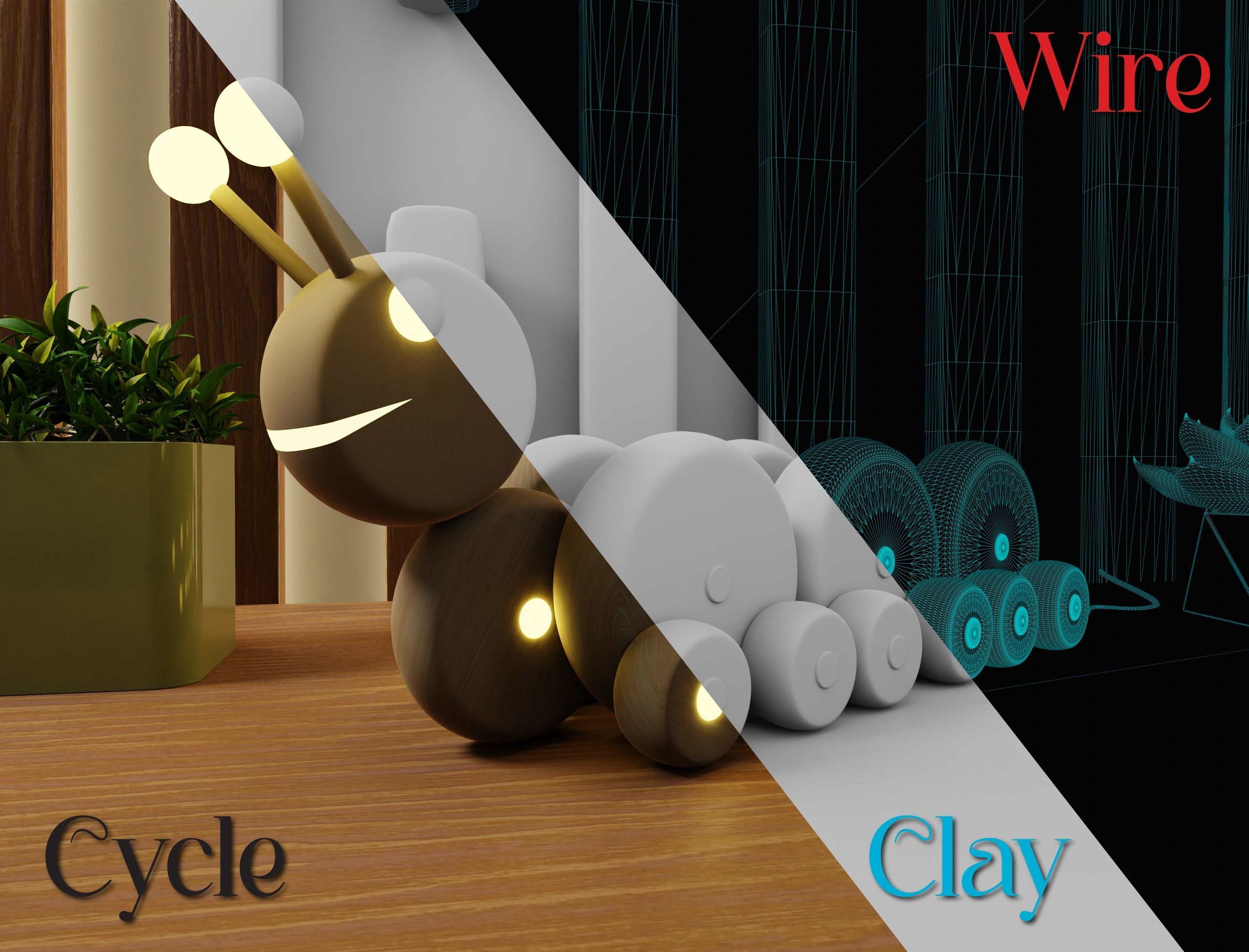 3D Wood Snail Lamph 3D model_1