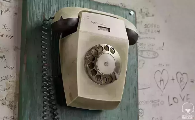 Retro Telephone   Low-poly 3D model