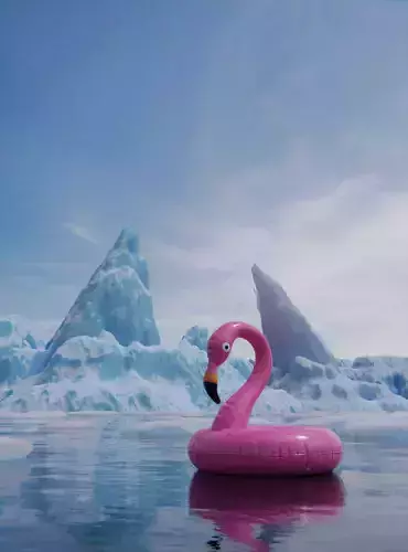 Floating flamingo 3D model