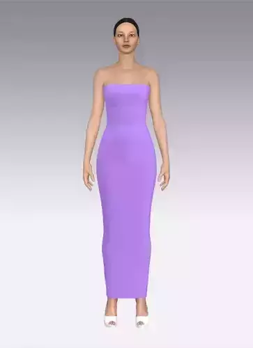 Basic strapless dress belt detail pencil  Low-poly 3D model
