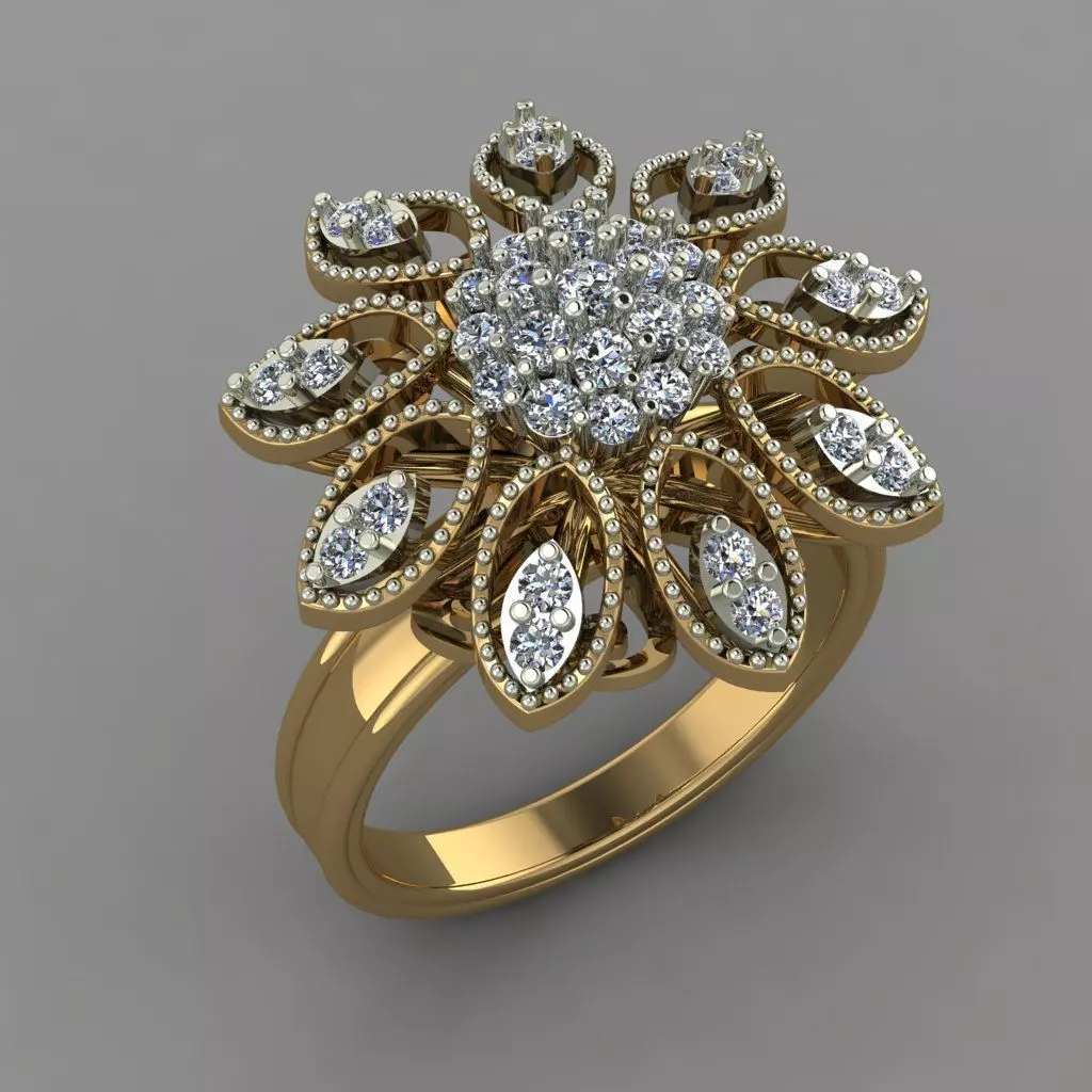 Marquise on beads with beautiful Daimonds 3d print Ring Model 3D print model