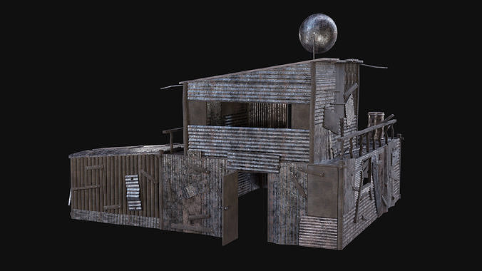 SHELTER POST APO HOUSE HUT IMPROVISED PLATE DEBRIS SURVIVAL AAA Low-poly 3D model 5
