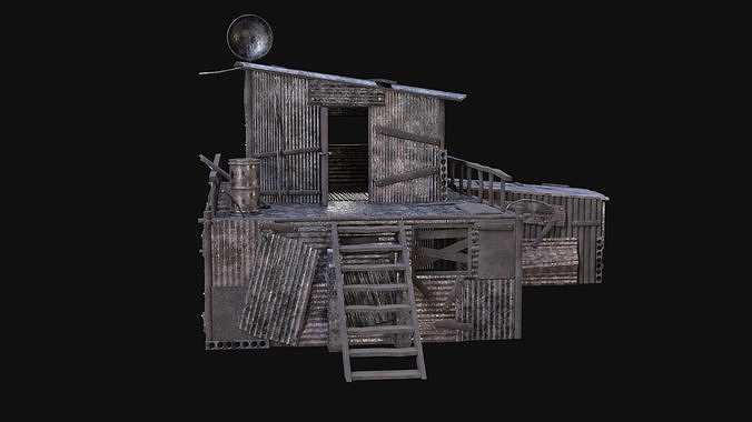 SHELTER POST APO HOUSE HUT IMPROVISED PLATE DEBRIS SURVIVAL AAA Low-poly 3D model 3