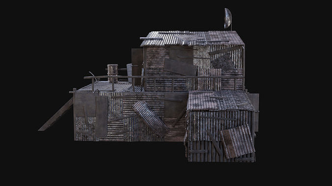 SHELTER POST APO HOUSE HUT IMPROVISED PLATE DEBRIS SURVIVAL AAA Low-poly 3D model 6